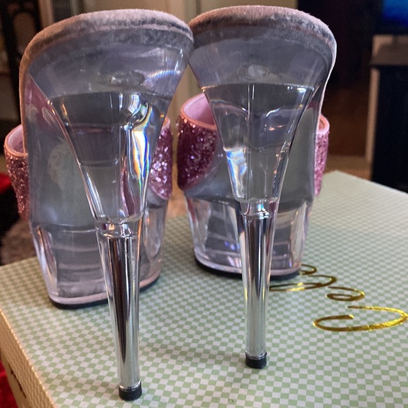 Pink glitter and rhinestone Pleaser mules - Picture 12 of 12